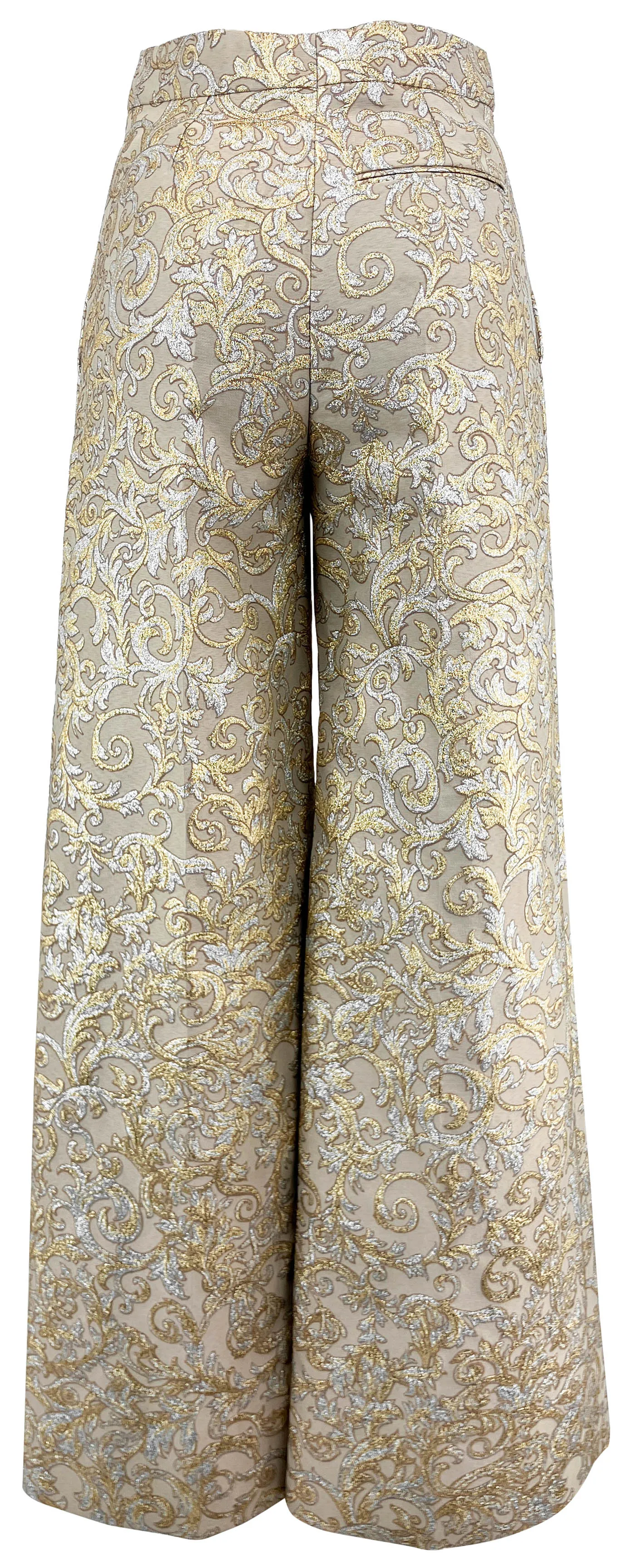 Stella McCartney Brocade Wide Leg Pants in Gold