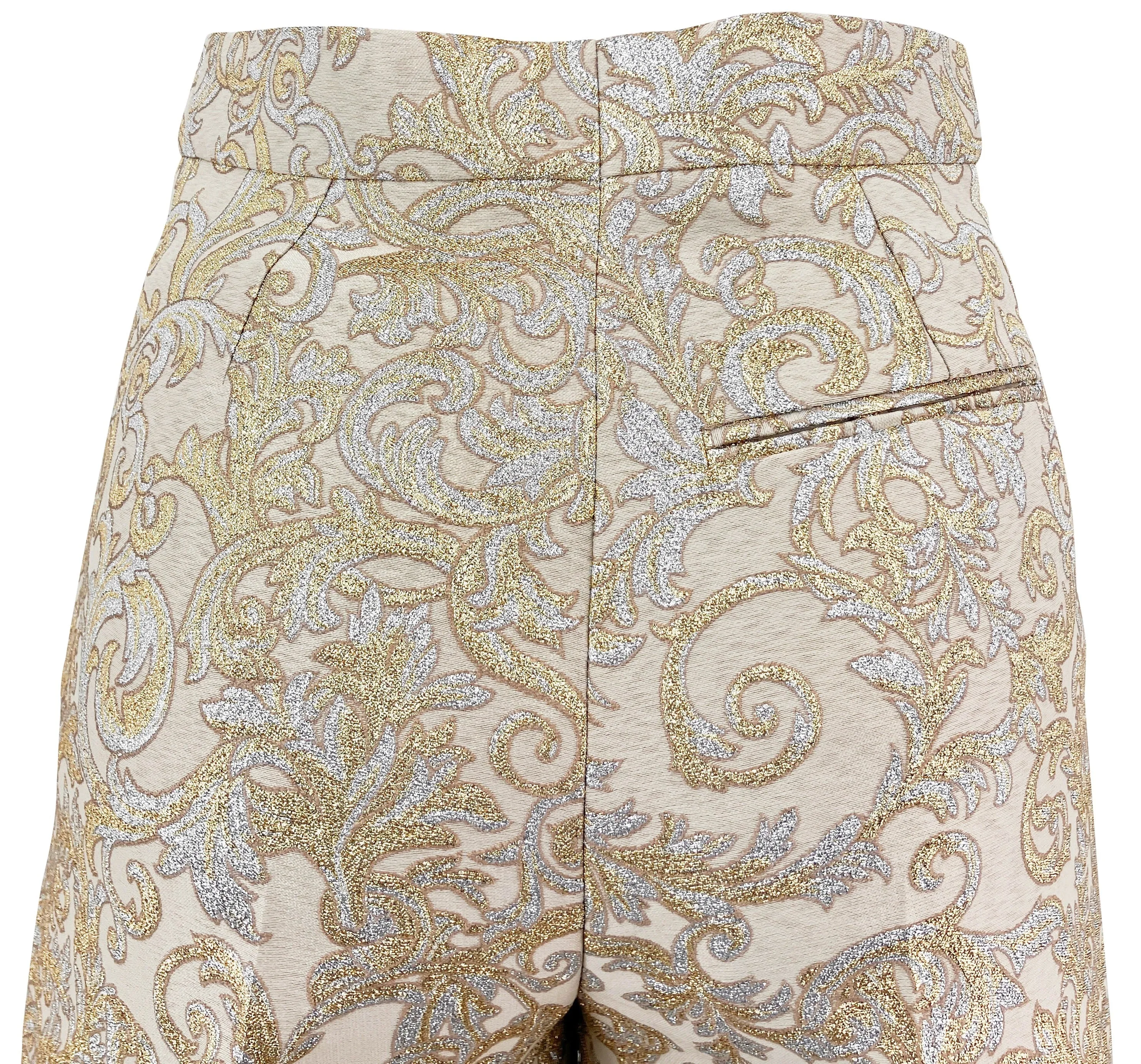 Stella McCartney Brocade Wide Leg Pants in Gold