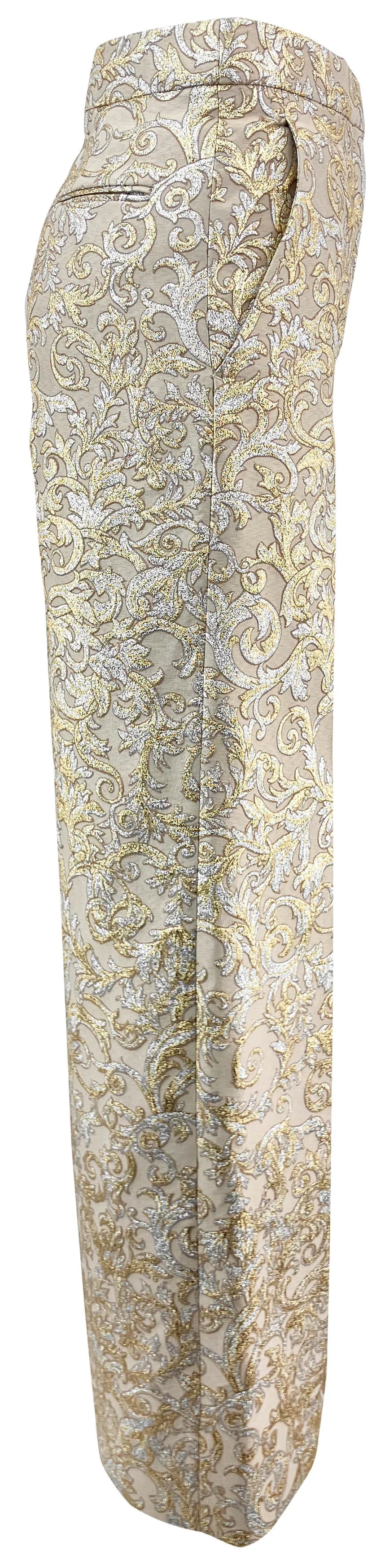Stella McCartney Brocade Wide Leg Pants in Gold