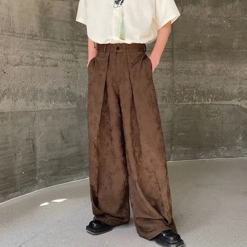Summer New Man's Pants Three-dimensional Jacquard Design Broad Leg Straight Tube Trend Fashion Loose Trousers 9C5613
