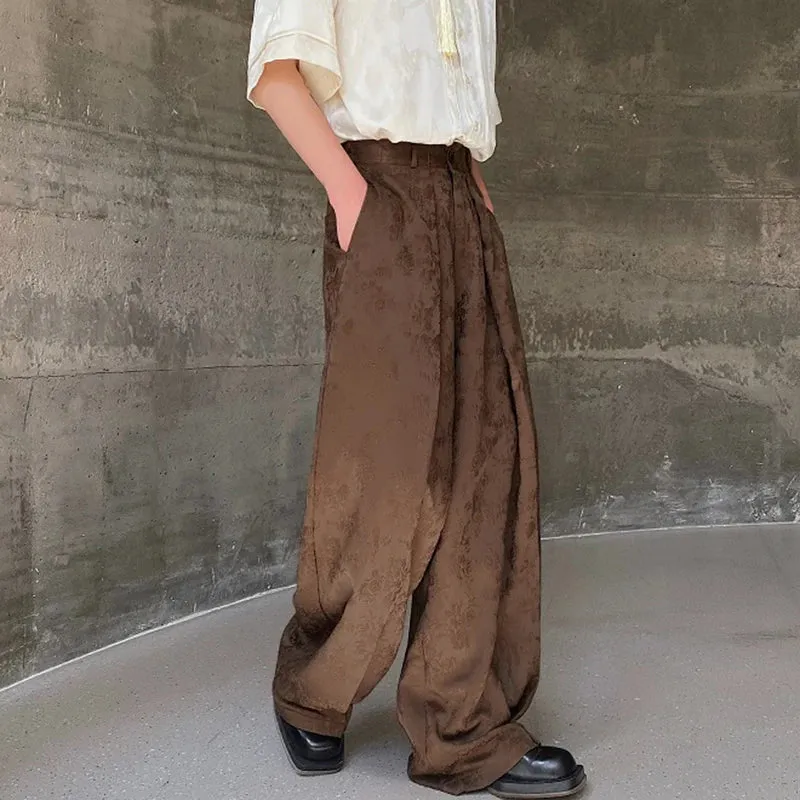 Summer New Man's Pants Three-dimensional Jacquard Design Broad Leg Straight Tube Trend Fashion Loose Trousers 9C5613