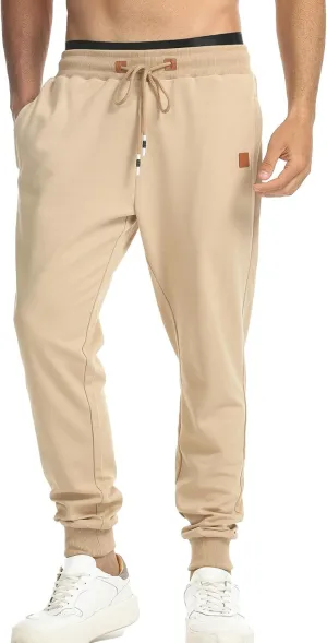 Surenow Men's Athletic Sweatpants Active Workout Jogger Pants for Men with Pockets Tapered Drawstring Gym Running Track Pants
