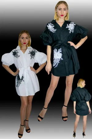 T1315 DRESS (WHT, BLK)