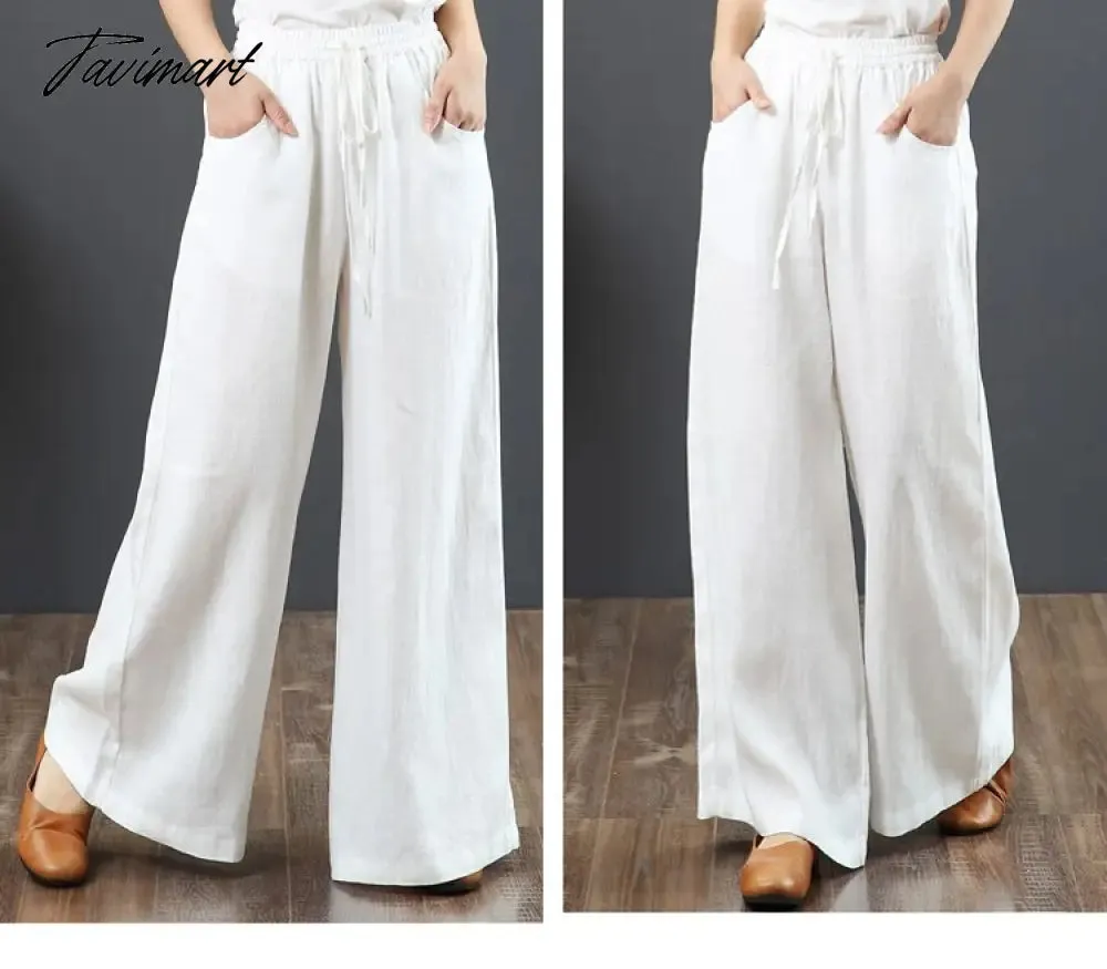 Tavimart Spring Summer Literary Ladies Loose Over Size Wide Leg Pants High Waist Mopping The Floor Pants for Women  Korean Style Pants