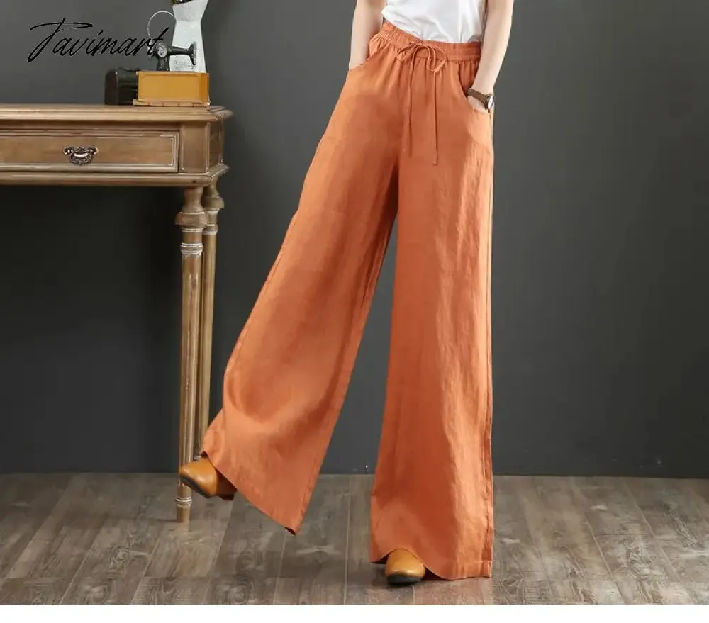 Tavimart Spring Summer Literary Ladies Loose Over Size Wide Leg Pants High Waist Mopping The Floor Pants for Women  Korean Style Pants