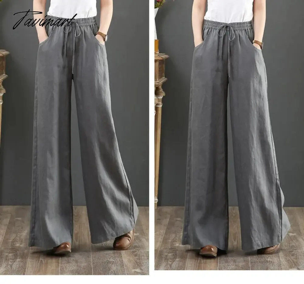Tavimart Spring Summer Literary Ladies Loose Over Size Wide Leg Pants High Waist Mopping The Floor Pants for Women  Korean Style Pants
