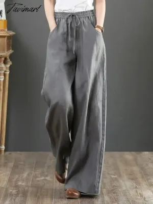 Tavimart Spring Summer Literary Ladies Loose Over Size Wide Leg Pants High Waist Mopping The Floor Pants for Women  Korean Style Pants