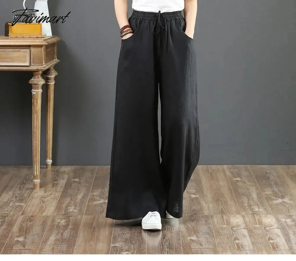 Tavimart Spring Summer Literary Ladies Loose Over Size Wide Leg Pants High Waist Mopping The Floor Pants for Women  Korean Style Pants