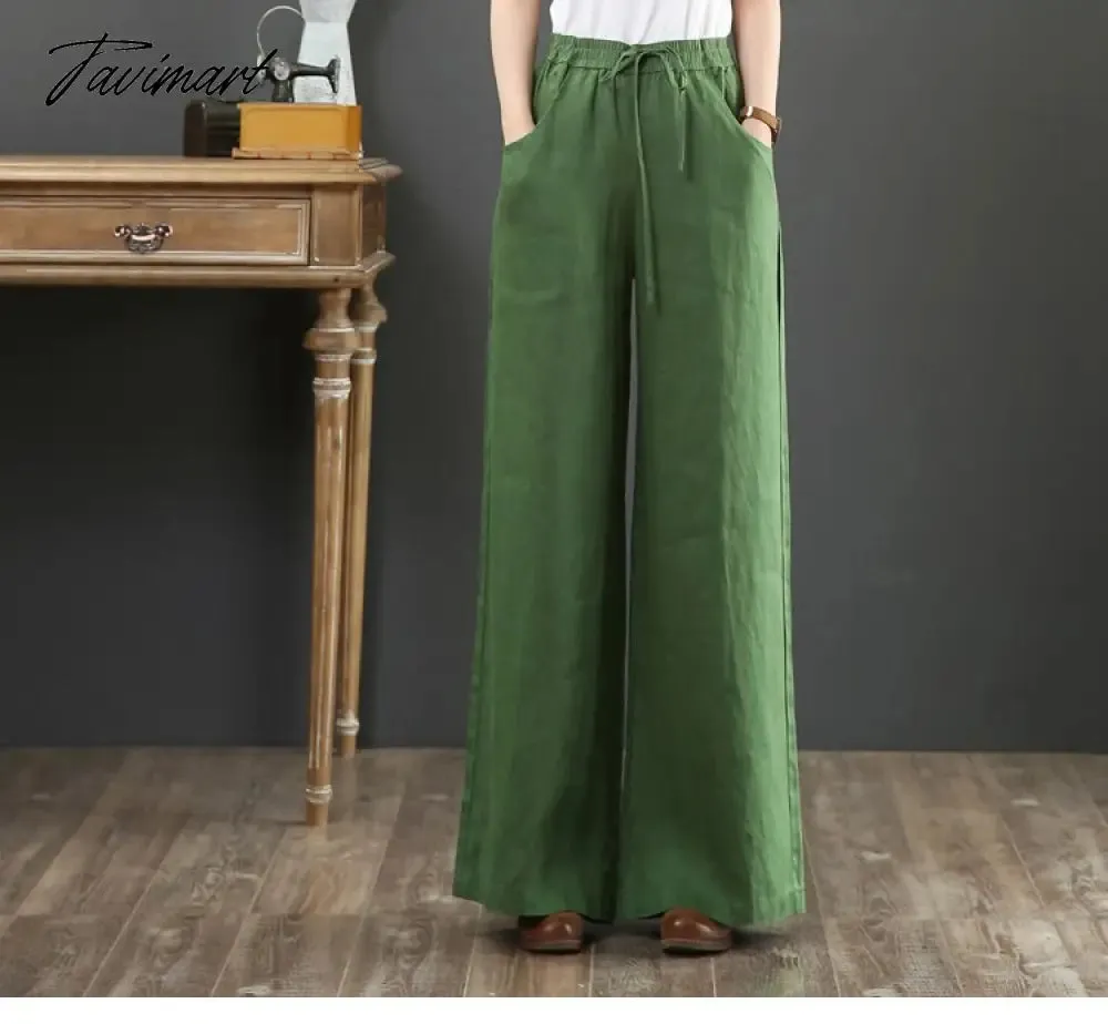 Tavimart Spring Summer Literary Ladies Loose Over Size Wide Leg Pants High Waist Mopping The Floor Pants for Women  Korean Style Pants