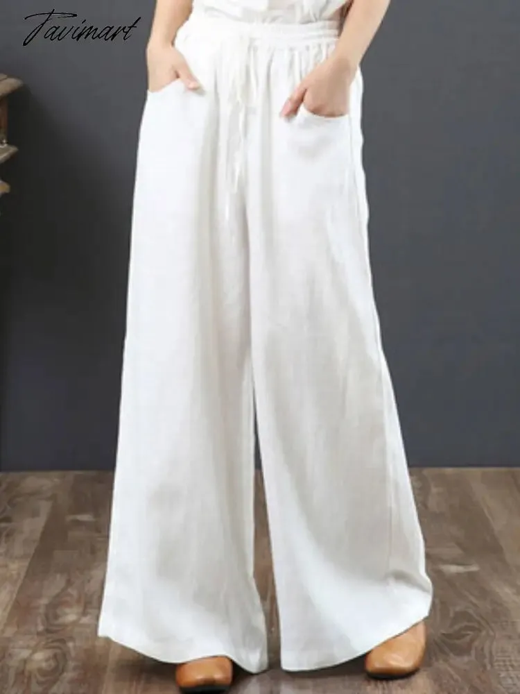 Tavimart Spring Summer Literary Ladies Loose Over Size Wide Leg Pants High Waist Mopping The Floor Pants for Women  Korean Style Pants