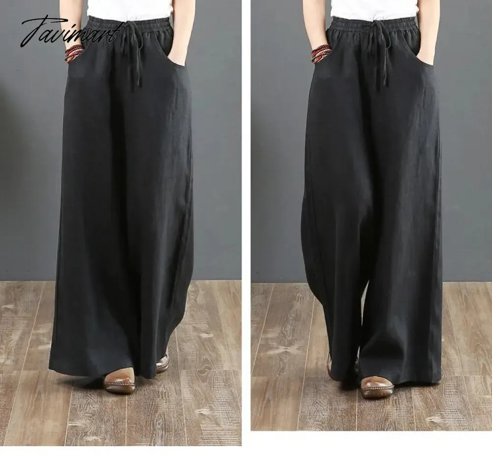 Tavimart Spring Summer Literary Ladies Loose Over Size Wide Leg Pants High Waist Mopping The Floor Pants for Women  Korean Style Pants