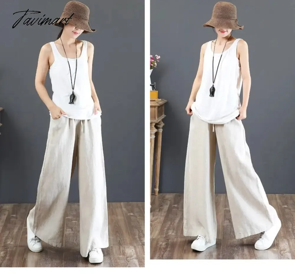 Tavimart Spring Summer Literary Ladies Loose Over Size Wide Leg Pants High Waist Mopping The Floor Pants for Women  Korean Style Pants