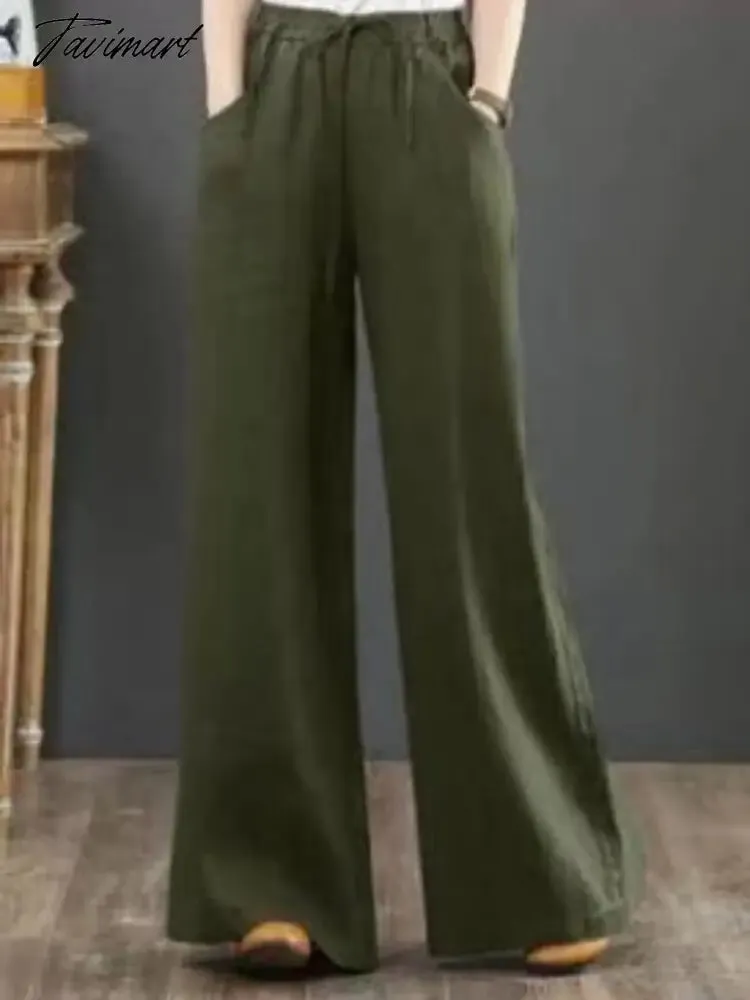 Tavimart Spring Summer Literary Ladies Loose Over Size Wide Leg Pants High Waist Mopping The Floor Pants for Women  Korean Style Pants