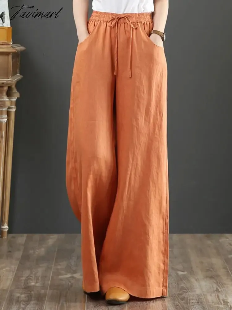 Tavimart Spring Summer Literary Ladies Loose Over Size Wide Leg Pants High Waist Mopping The Floor Pants for Women  Korean Style Pants