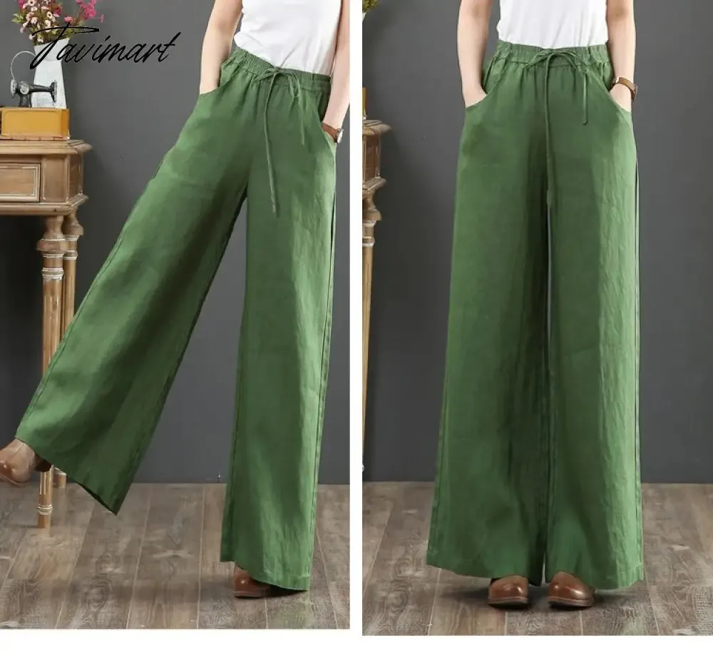 Tavimart Spring Summer Literary Ladies Loose Over Size Wide Leg Pants High Waist Mopping The Floor Pants for Women  Korean Style Pants