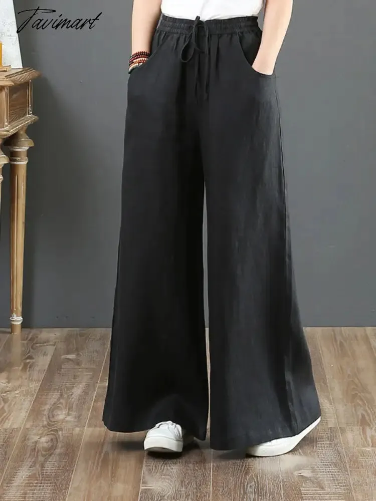 Tavimart Spring Summer Literary Ladies Loose Over Size Wide Leg Pants High Waist Mopping The Floor Pants for Women  Korean Style Pants