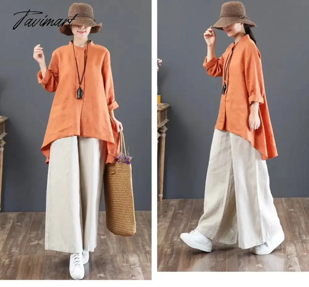 Tavimart Spring Summer Literary Ladies Loose Over Size Wide Leg Pants High Waist Mopping The Floor Pants for Women  Korean Style Pants