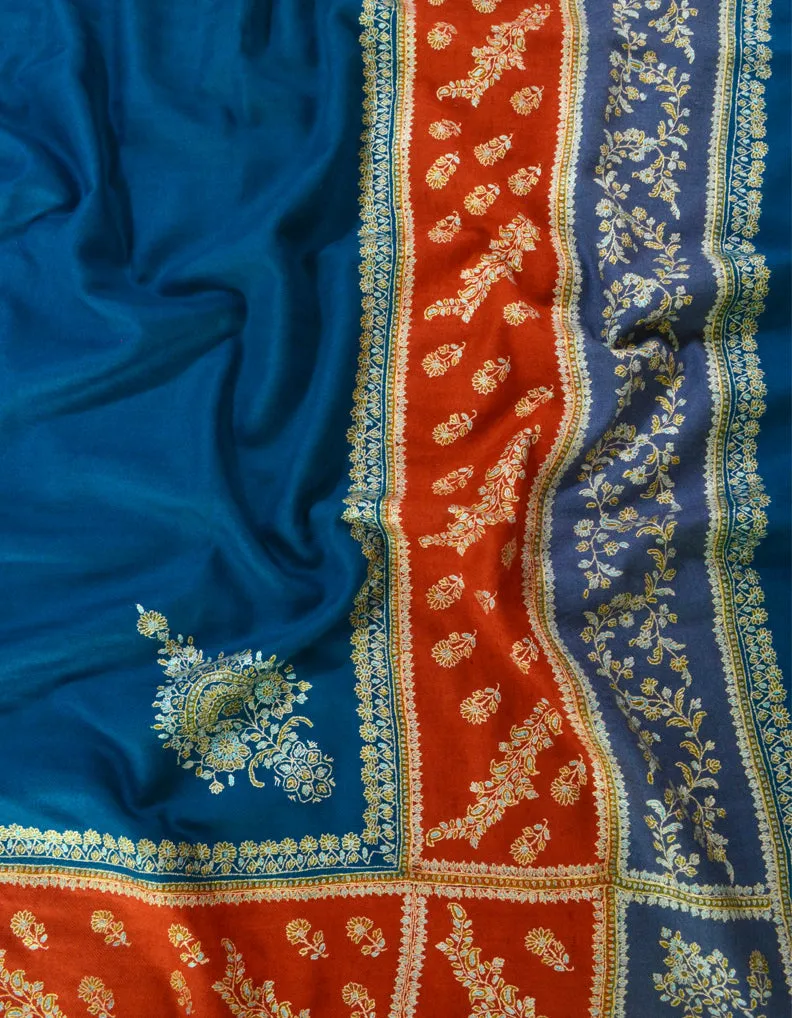 Teal blue green pashmina shawl 5355