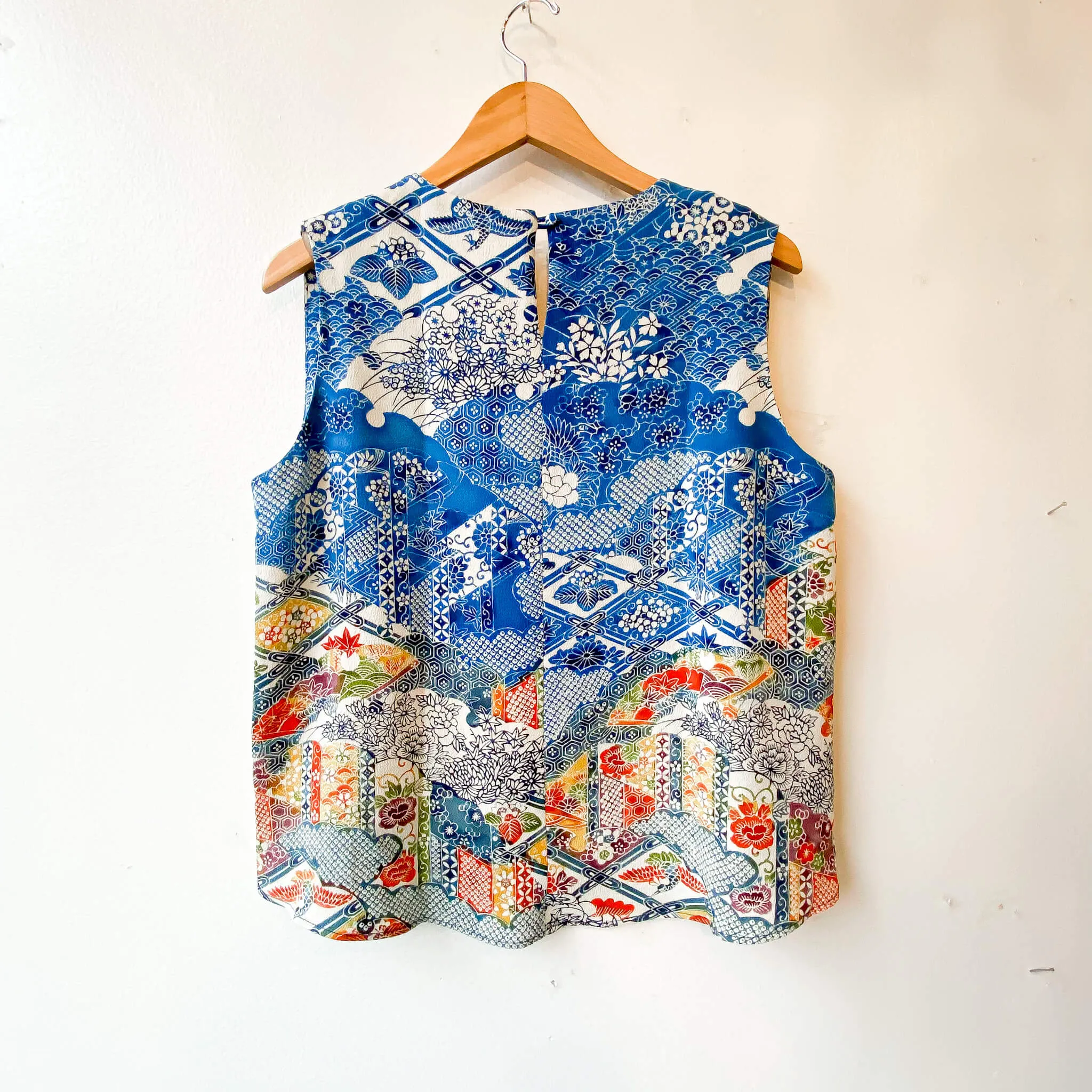 Tsumugi | Japanese Vintage Silk Kimono Shirt - Blue