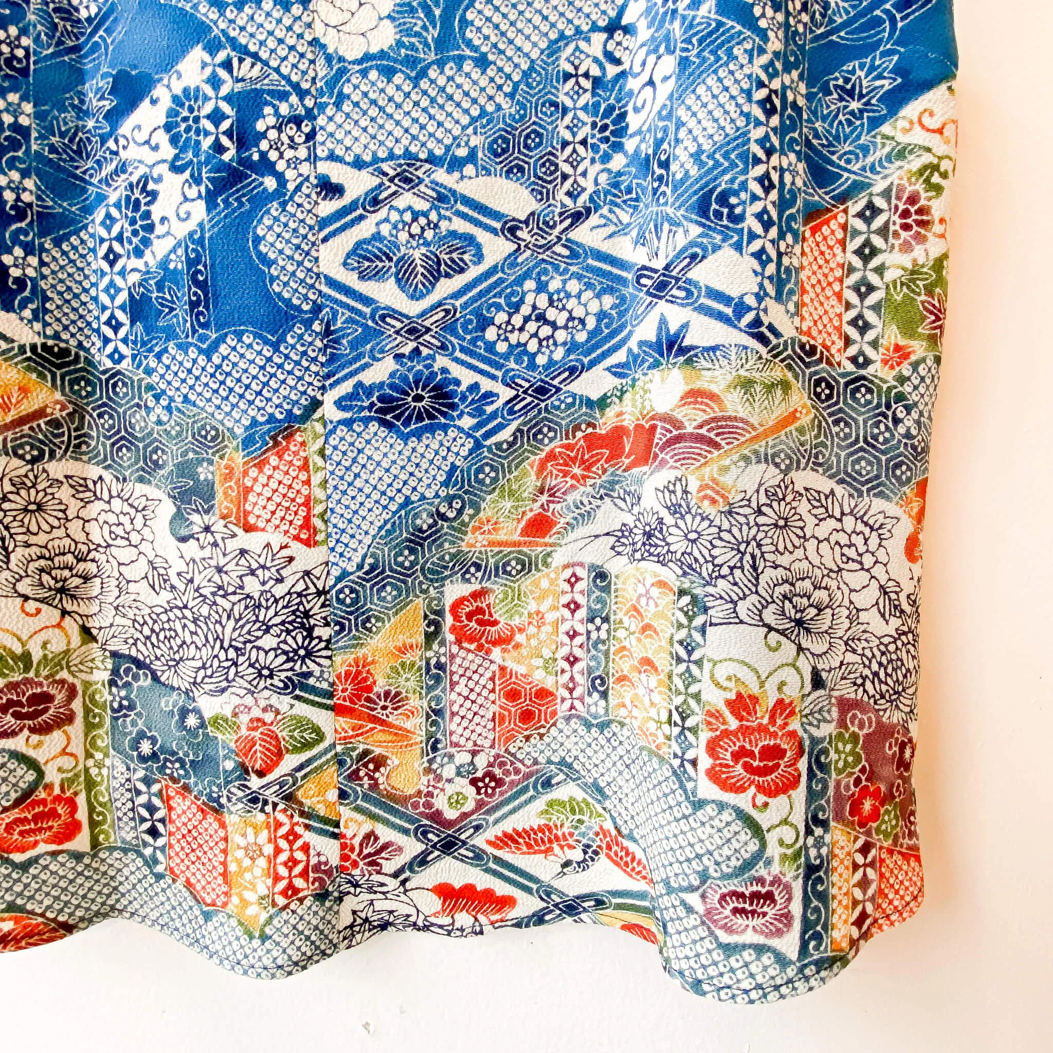 Tsumugi | Japanese Vintage Silk Kimono Shirt - Blue