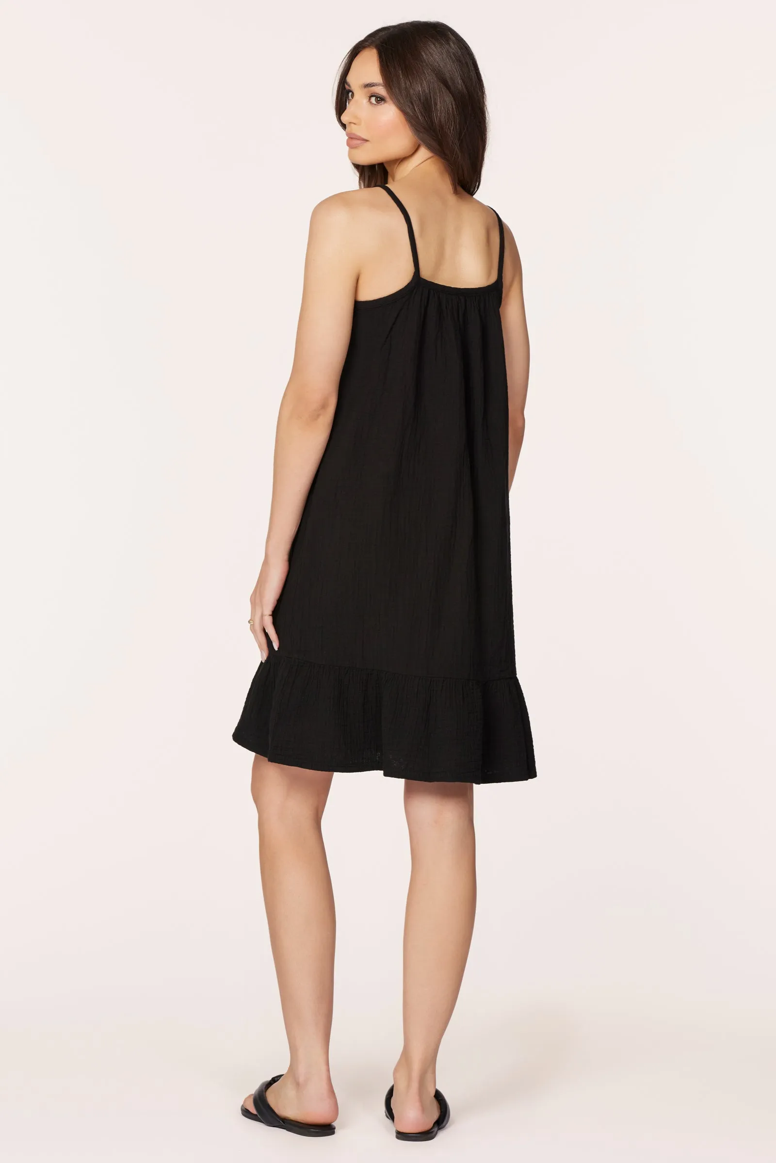V-NECK RUFFLE DRESS