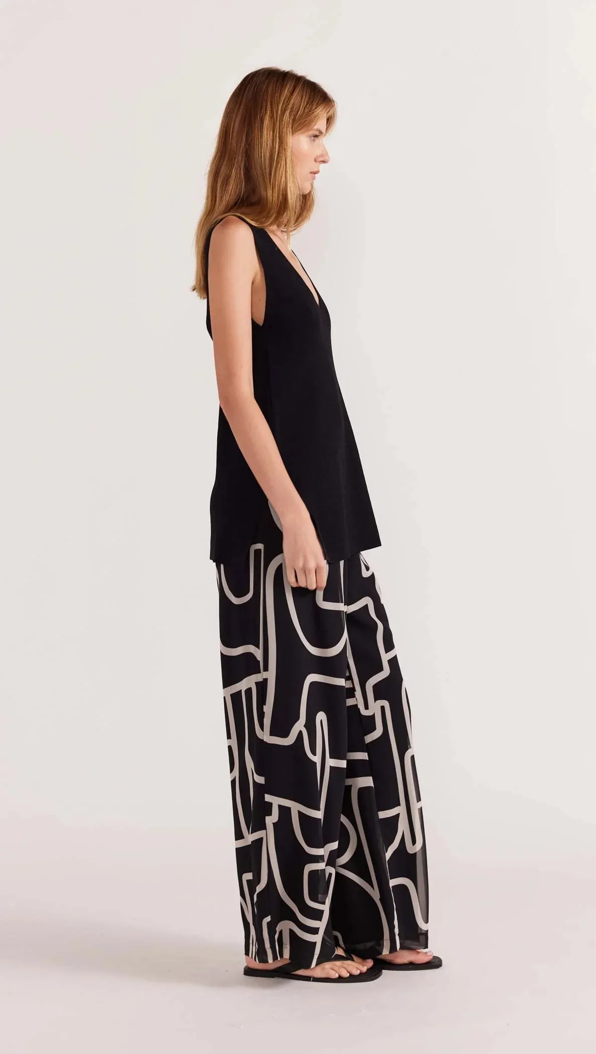 Vento Wide Leg Pant - Black/Cream