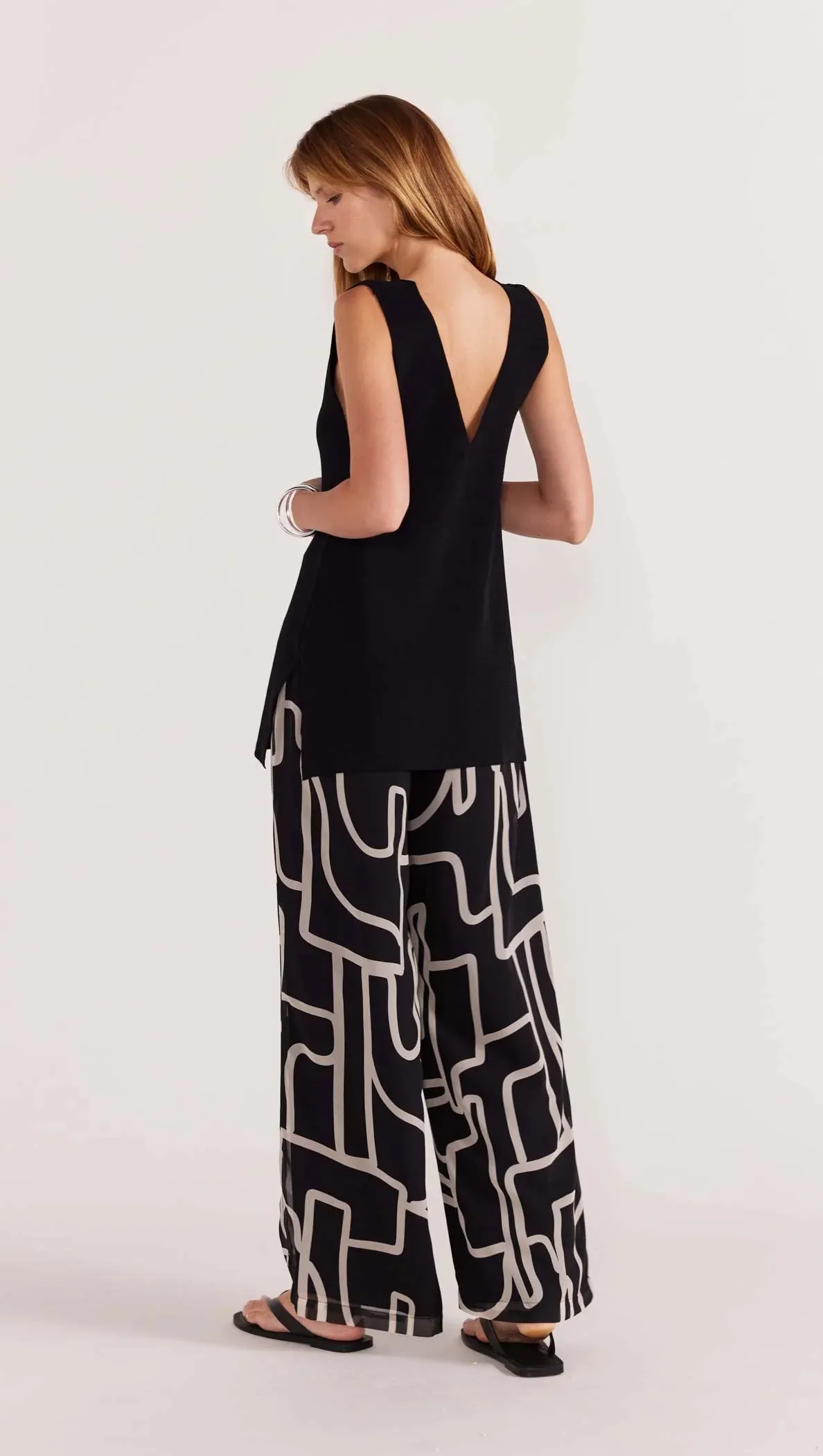 Vento Wide Leg Pant - Black/Cream