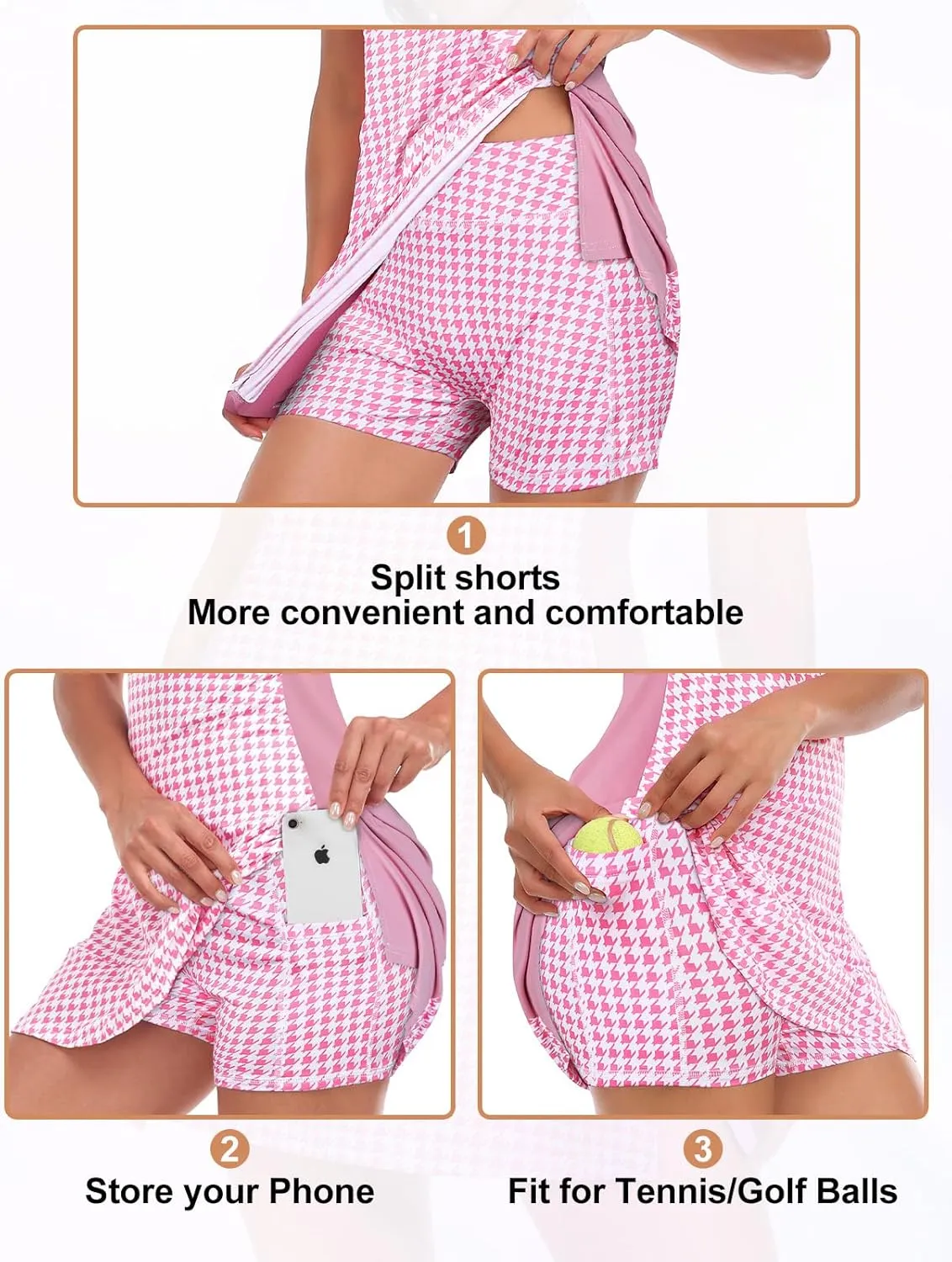Viracy Tennis Dress Golf Dresses for Women with Shorts, Pockets Sleeveless Zip Up Stand Collar Lightweight Athletic Dress