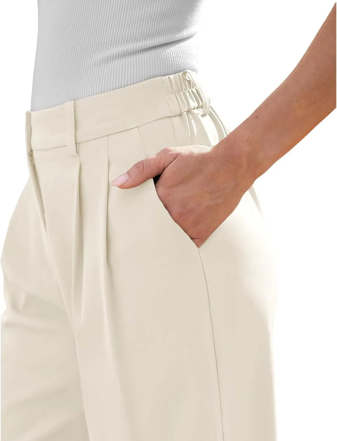Wide Leg Dress Pants for Women High Waisted Lounge Pant Business Casual Trousers Flowy Palazzo Pants with Pocket