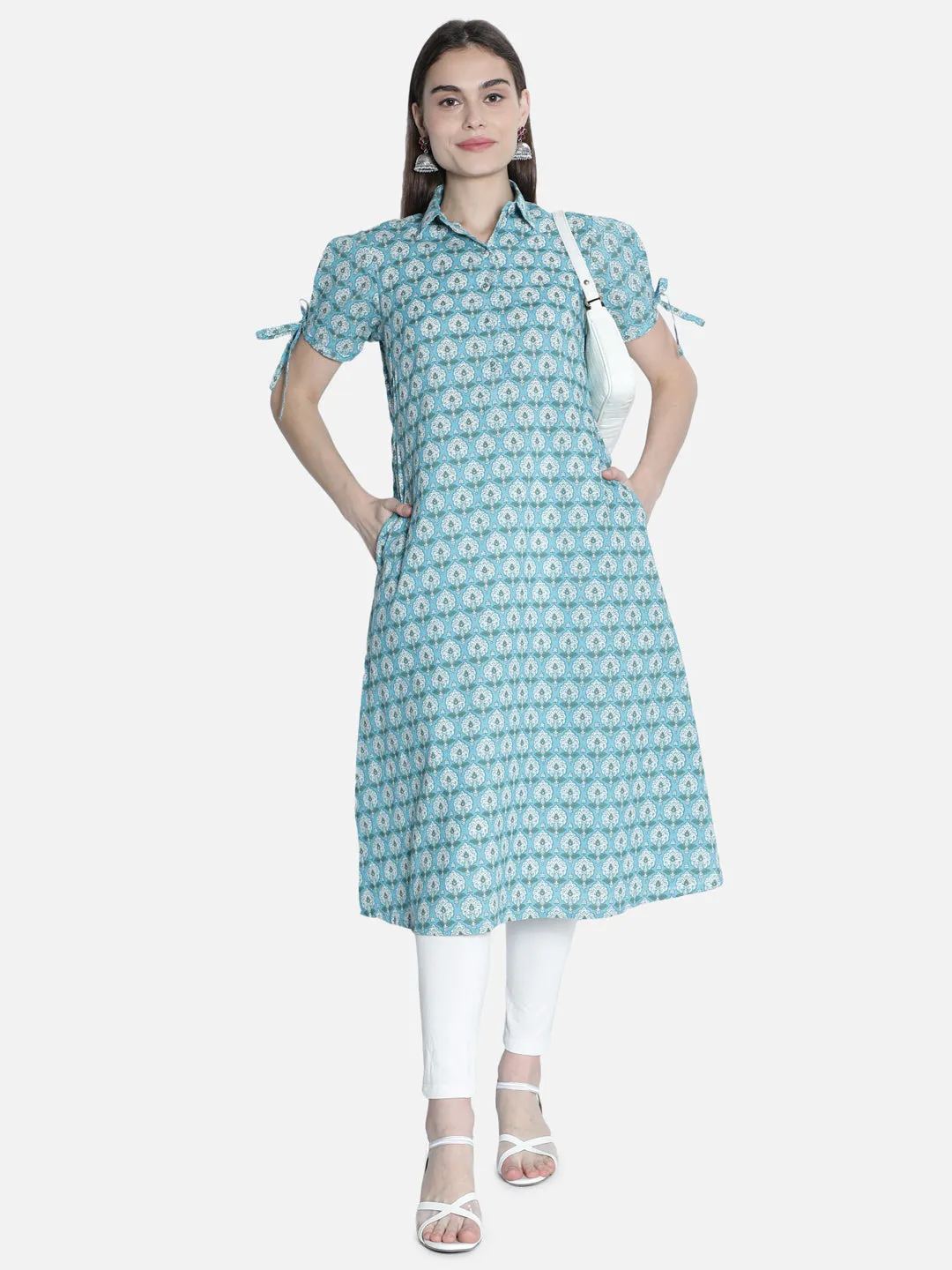 Women Blue Printed Dress