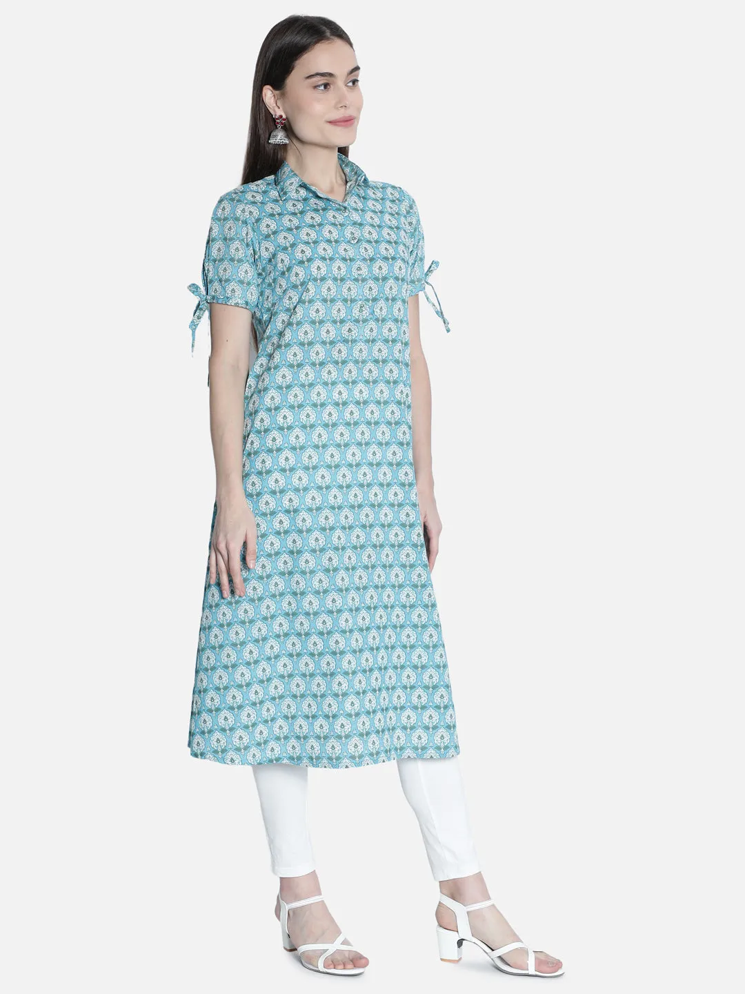 Women Blue Printed Dress