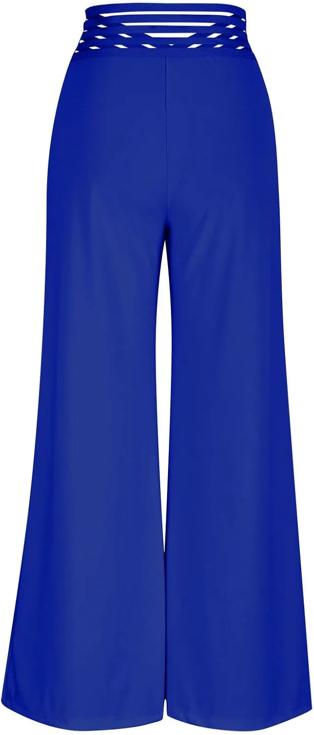 Women Sexy Hollow Out Waist Pants Wide Leg Hide Belly Slacks Stylish Solid Color Loose Fit Trousers 2025