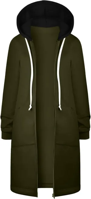 Womens Zip Up Long Sleeve Hoodies Sweatshirt Fleece Jackets 2024 Fall Fashion Outfits Winter Clothes Long Coats
