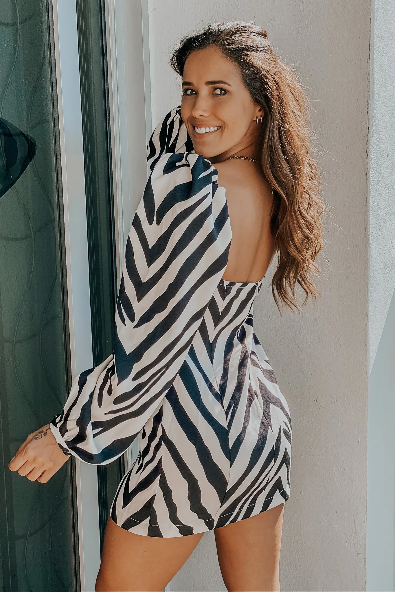 Zebra Printed Short Dress